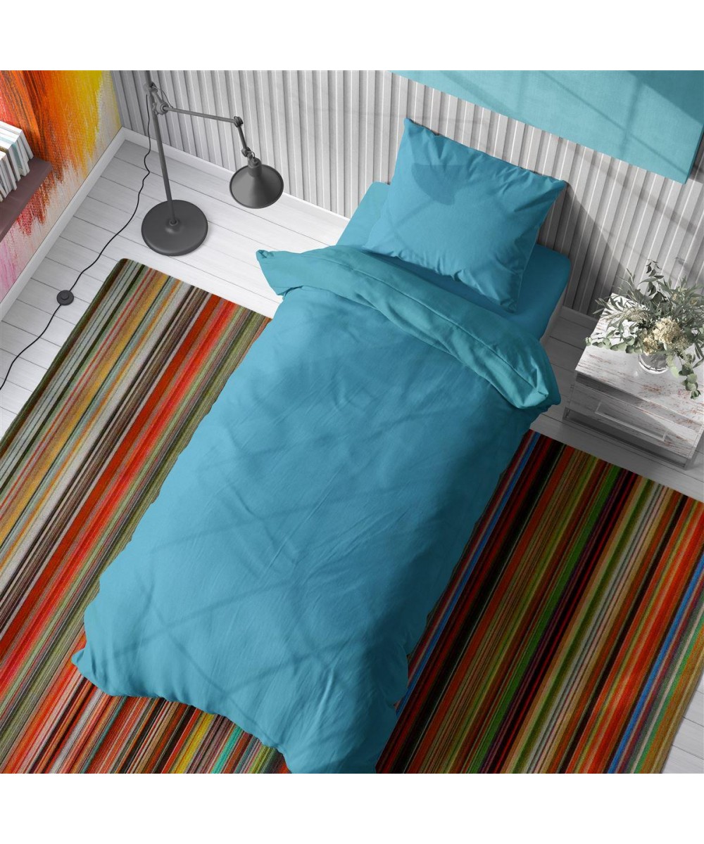 DUVET COVER Solid 493 160X240 Turquoise Cotton 100%