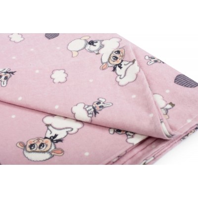 ΠΑΝΑ ΦΑΝΕΛΑ bebe Προβατάκι 05 80Χ80 Pink Flannel cotton 100% 