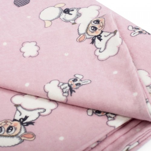 ΠΑΝΑ ΦΑΝΕΛΑ bebe Προβατάκι 05 80Χ80 Pink Flannel cotton 100% 