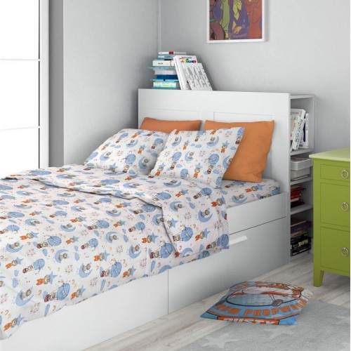 DUVET COVER kids Reach the stars 191 160X240 Sky blue Cotton 100% 