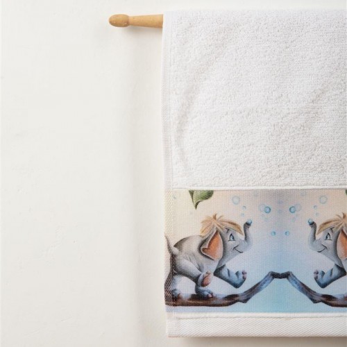 TOWEL WITH DIGITAL PRINT SET 2 pcs bebe Dumbo 96 30X50,70X140 WHITE Cotton 100% 