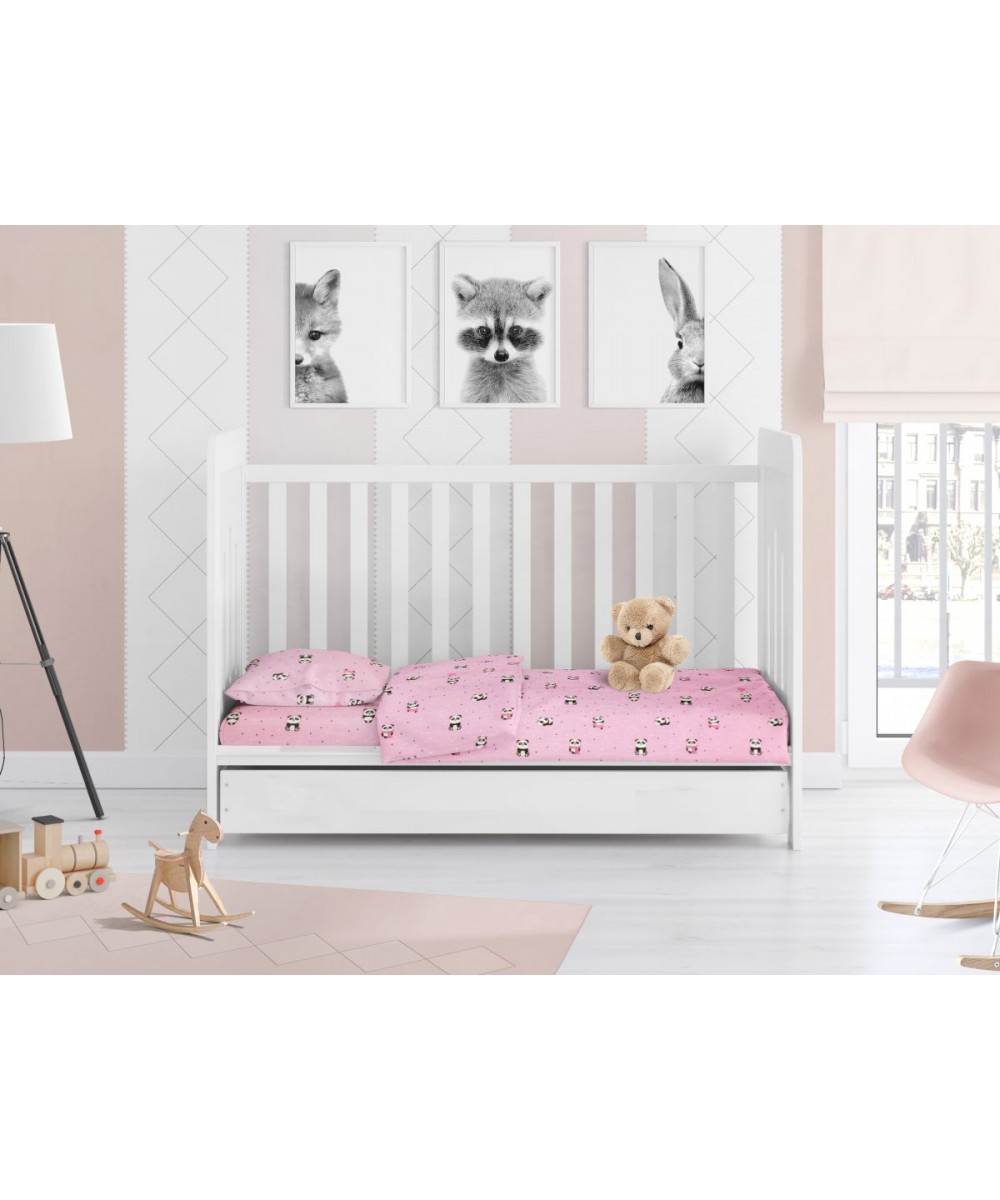 ΠΑΠΛΩΜΑ ΕΜΠΡΙΜΕ bebe PANDA 111 120X160 Pink Cotton 100% 