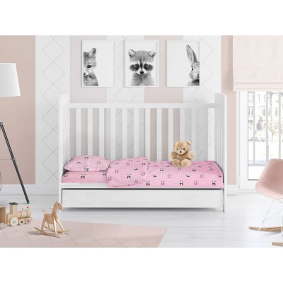 ΠΑΠΛΩΜΑ ΕΜΠΡΙΜΕ bebe PANDA 111 120X160 Pink Cotton 100% 