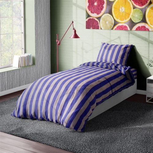 COTTON SATIN SHEETS SET 3 pcs. Stripes 157 Purple-Grey 160X240 Cotton 100% 