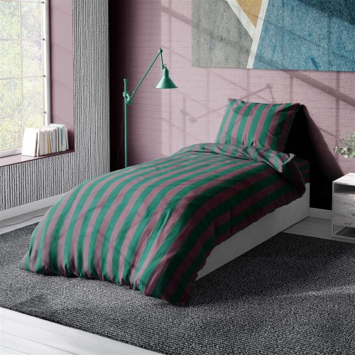 COTTON SATIN SHEETS SET 2 pcs. Stripes 156 Green-Antique Pink 160X240 Cotton 100% 