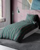 COTTON SATIN SHEETS SET 2 pcs. Stripes 156 Green-Antique Pink 160X240 Cotton 100%