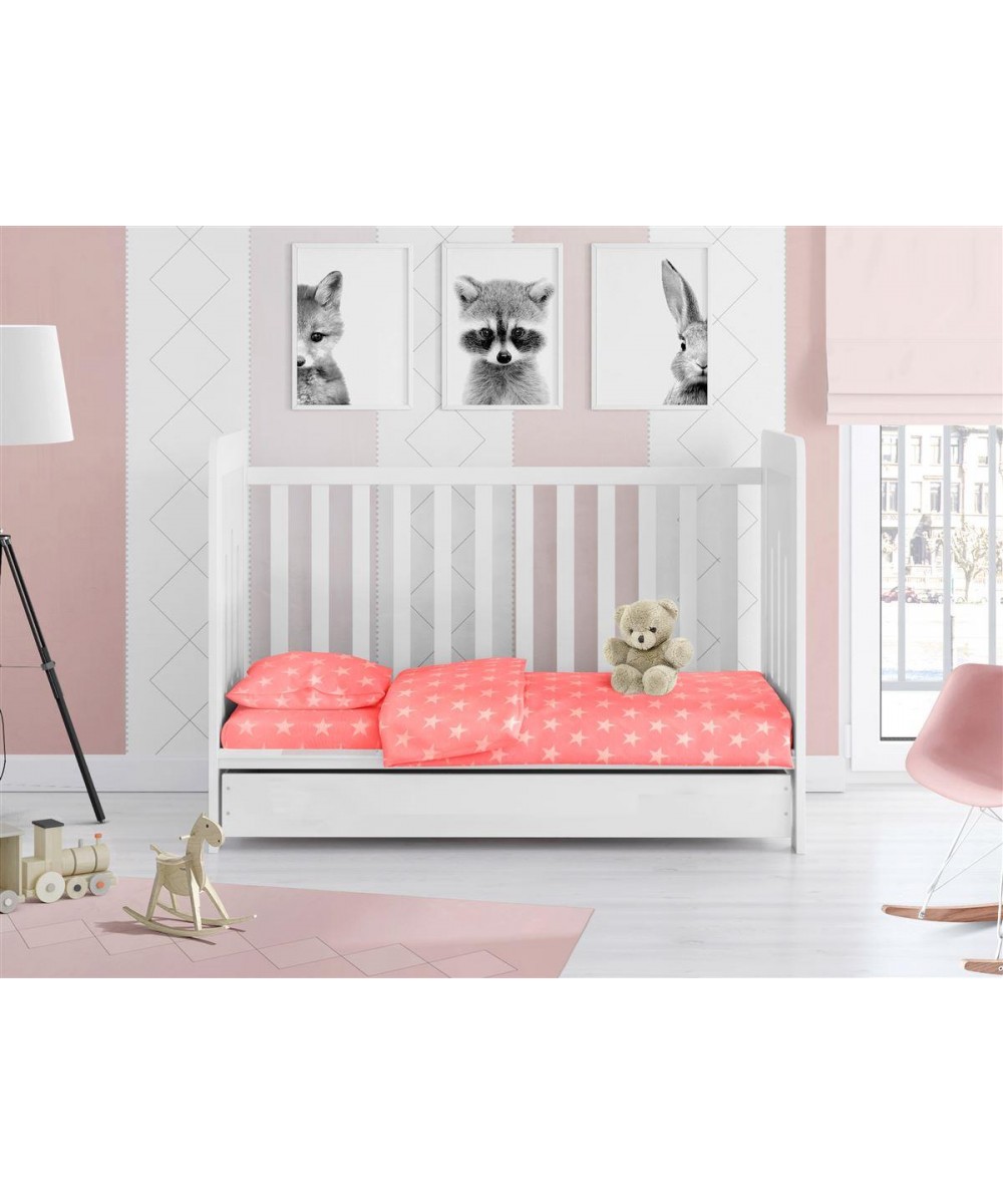 PRINTED SHEETS SET 3 pcs bebe Star 34 120X160 Coral Cotton 100%