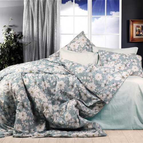 ΣΕΝΤΟΝΙΑ ΕΜΠΡΙΜΕ ΣΕΤ 3 τεμ Ήρα 425 160X240 White-Denim Blue Cott/Pol 70/30