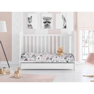 ΠΑΠΛΩΜΑ ΕΜΠΡΙΜΕ bebe Star 122 120X160 Grey-Pink Cotton 100% 