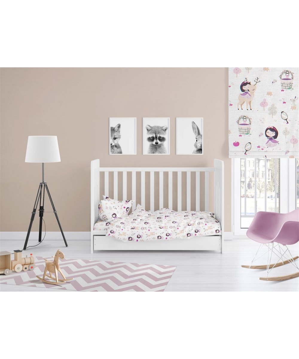 ΠΑΠΛΩΜΑΤΟΘΗΚΗ ΕΜΠΡΙΜΕ bebe Lily & Deer 179 120X160 White-Pink Cotton 100% 