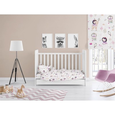 ΠΑΠΛΩΜΑΤΟΘΗΚΗ ΕΜΠΡΙΜΕ bebe Lily & Deer 179 120X160 White-Pink Cotton 100% 