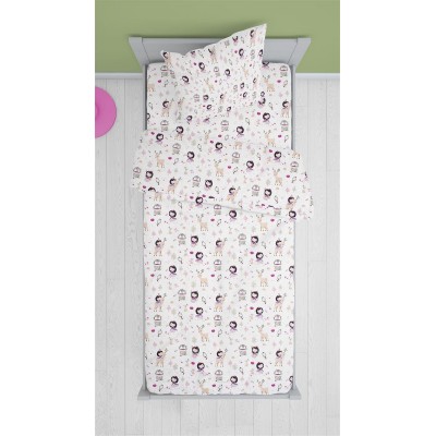 ΣΕΝΤΟΝΙΑ ΕΜΠΡΙΜΕ ΣΕΤ 2 τεμ kids Lily & Deer 179 160X240 White-Pink Cotton 100% 