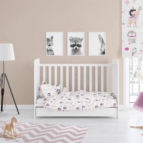 ΣΕΝΤΟΝΙΑ ΕΜΠΡΙΜΕ ΣΕΤ 3 τεμ bebe Lily & Deer 179 120X160 White-Pink Cotton 100% 