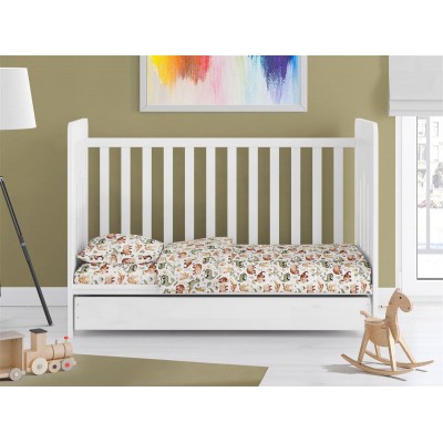 ΚΑΤΩΣΕΝΤΟΝΟ ΜΕ ΛΑΣΤΙΧΟ bebe Dinosaur 515 0,70X1,40X0,15 Beige 100%  Cotton