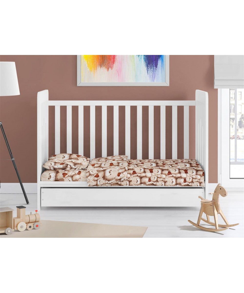 ΚΑΤΩΣΕΝΤΟΝΟ ΜΕ ΛΑΣΤΙΧΟ bebe Teddy Bear 535 0,70X1,40X0,15 Beige 100%  Cotton