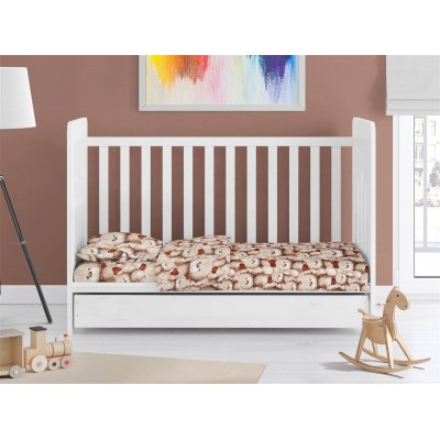 ΚΑΤΩΣΕΝΤΟΝΟ ΜΕ ΛΑΣΤΙΧΟ bebe Teddy Bear 535 0,70X1,40X0,15 Beige 100%  Cotton