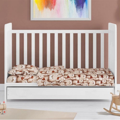 ΚΑΤΩΣΕΝΤΟΝΟ ΜΕ ΛΑΣΤΙΧΟ bebe Teddy Bear 535 0,70X1,40X0,15 Beige 100%  Cotton