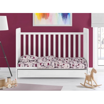 ΚΑΤΩΣΕΝΤΟΝΟ ΜΕ ΛΑΣΤΙΧΟ bebe Teddy Bear 536 0,70X1,40X0,15 Purple 100%  Cotton