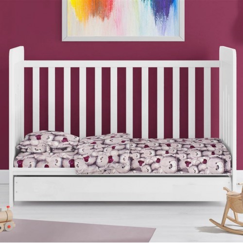 ΚΑΤΩΣΕΝΤΟΝΟ ΜΕ ΛΑΣΤΙΧΟ bebe Teddy Bear 536 0,70X1,40X0,15 Purple 100%  Cotton