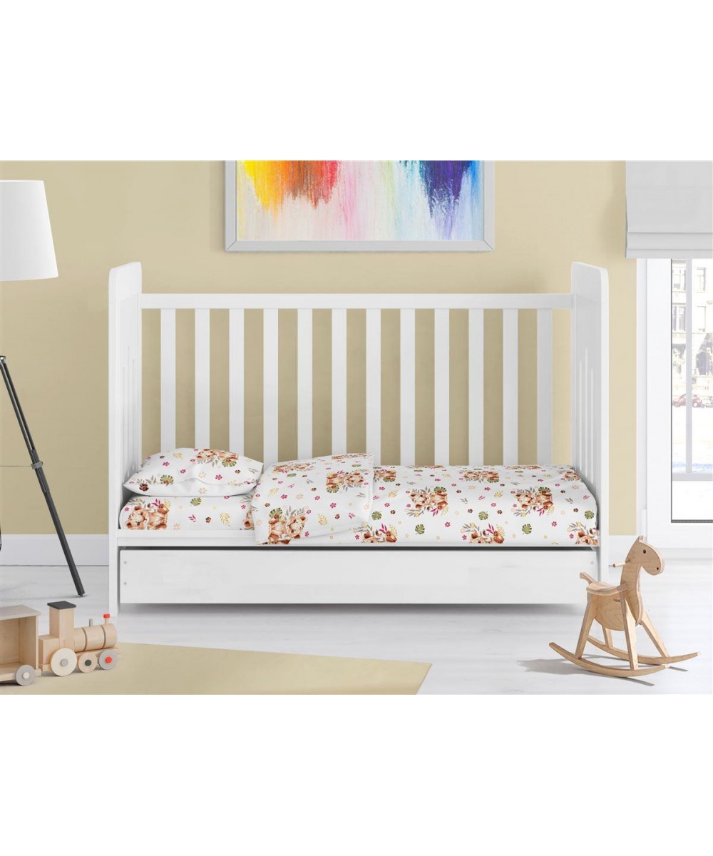 ΚΑΤΩΣΕΝΤΟΝΟ ΜΕ ΛΑΣΤΙΧΟ bebe Lion Cub 530 0,70X1,40X0,15 Beige 100%  Cotton