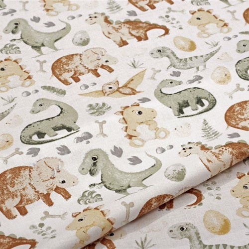 ΣΕΝΤΟΝΙΑ ΕΜΠΡΙΜΕ ΣΕΤ 2 τεμ kids Dinosaur 515 160X240 Beige 100%  Cotton