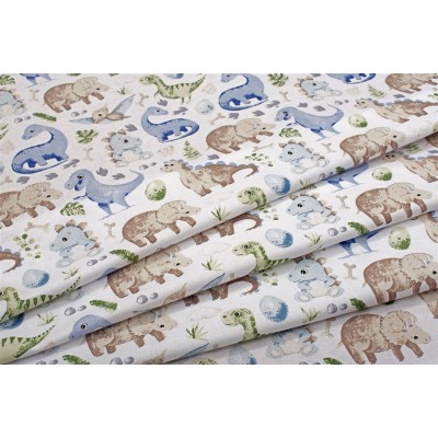 ΣΕΝΤΟΝΙΑ ΕΜΠΡΙΜΕ ΣΕΤ 3 τεμ bebe Dinosaur 517 120X160 Sky Blue 100%  Cotton