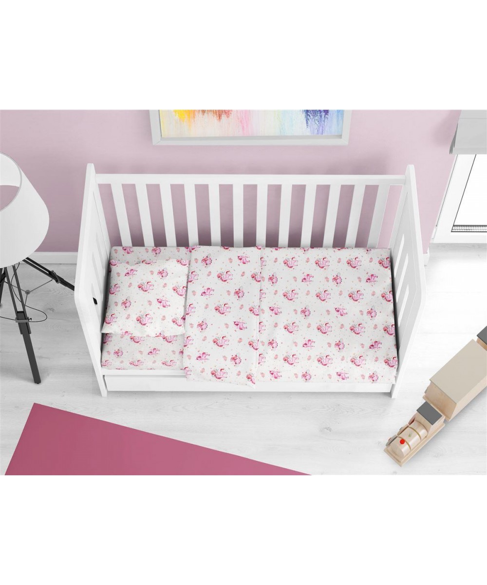 ΚΑΤΩΣΕΝΤΟΝΟ ΜΕ ΛΑΣΤΙΧΟ bebe Unicorn 208 0,70X1,40X0,15 White-Pink Cotton 100%