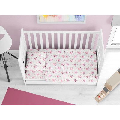 ΚΑΤΩΣΕΝΤΟΝΟ ΜΕ ΛΑΣΤΙΧΟ bebe Unicorn 208 0,70X1,40X0,15 White-Pink Cotton 100% 