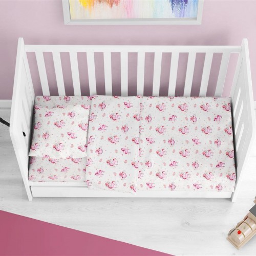 ΚΑΤΩΣΕΝΤΟΝΟ ΜΕ ΛΑΣΤΙΧΟ bebe Unicorn 208 0,70X1,40X0,15 White-Pink Cotton 100% 