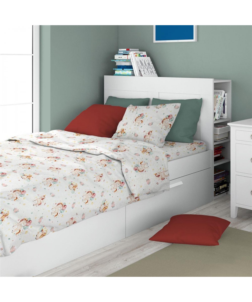 ΠΑΠΛΩΜΑΤΟΘΗΚΗ ΕΜΠΡΙΜΕ kids Unicorn 209 160X240 White-Salmon Cotton 100% 