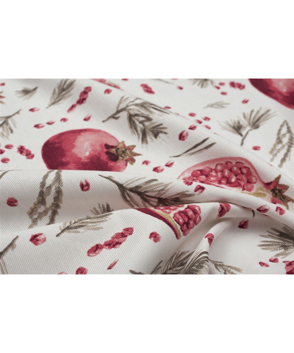 PRINTED TABLECLOTH 140X180 Pomegranate 458 White Cott/Pol 70/30