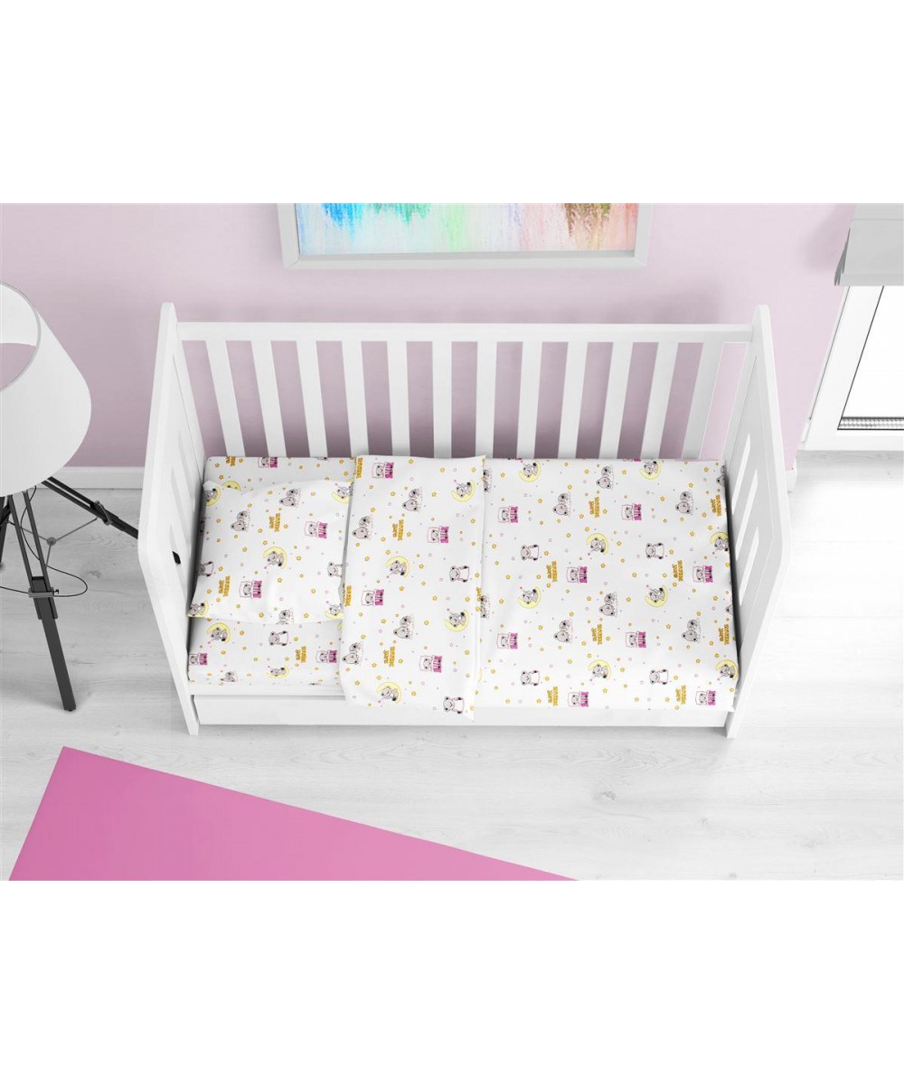 ΚΑΤΩΣΕΝΤΟΝΟ ΜΕ ΛΑΣΤΙΧΟ bebe Sweet Dreams 553 0,70X1,40X0,15 White-Pink 100%  Cotton