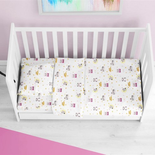 ΚΑΤΩΣΕΝΤΟΝΟ ΜΕ ΛΑΣΤΙΧΟ bebe Sweet Dreams 553 0,70X1,40X0,15 White-Pink 100%  Cotton