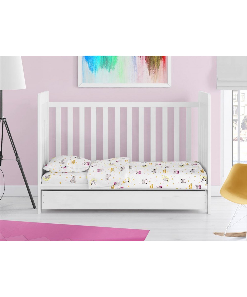 ΠΑΠΛΩΜΑΤΟΘΗΚΗ ΕΜΠΡΙΜΕ bebe Sweet Dreams 553 120X160 White-Pink 100%  Cotton