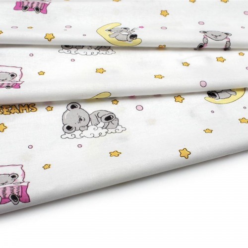 ΣΕΝΤΟΝΙΑ ΕΜΠΡΙΜΕ ΣΕΤ 3 τεμ bebe Sweet Dreams 553 120X160 White-Pink 100%  Cotton