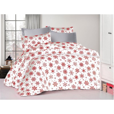 ΠΑΠΛΩΜΑΤΟΘΗΚΗ ΕΜΠΡΙΜΕ Snowflake 462 160X240 White-Red 70/30 Cott/Pol