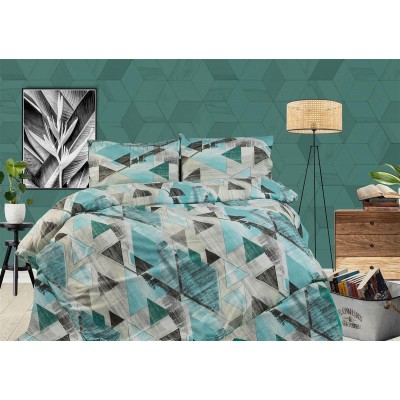 ΣΕΝΤΟΝΙΑ ΕΜΠΡΙΜΕ ΣΕΤ 3 τεμ Geometrical 332 220X240 Petrol 100%  Cotton Flannel