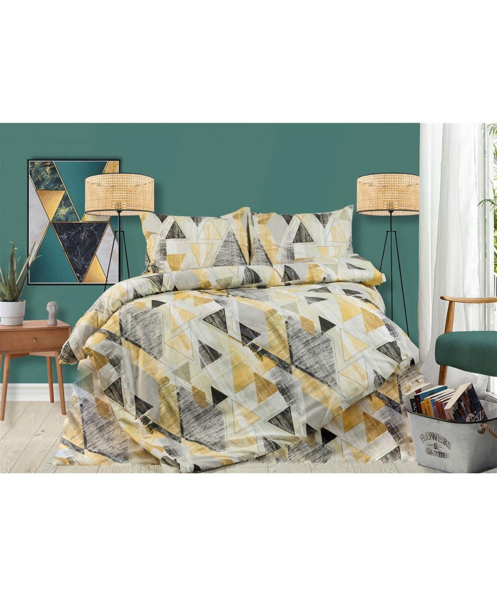 PRINTED SHEETS SET 3 pcs Geometrical 333 220X240 Beige 100% Cotton Flannel