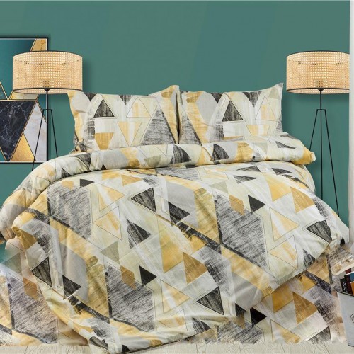 PRINTED SHEETS SET 3 pcs Geometrical 333 220X240 Beige 100% Cotton Flannel