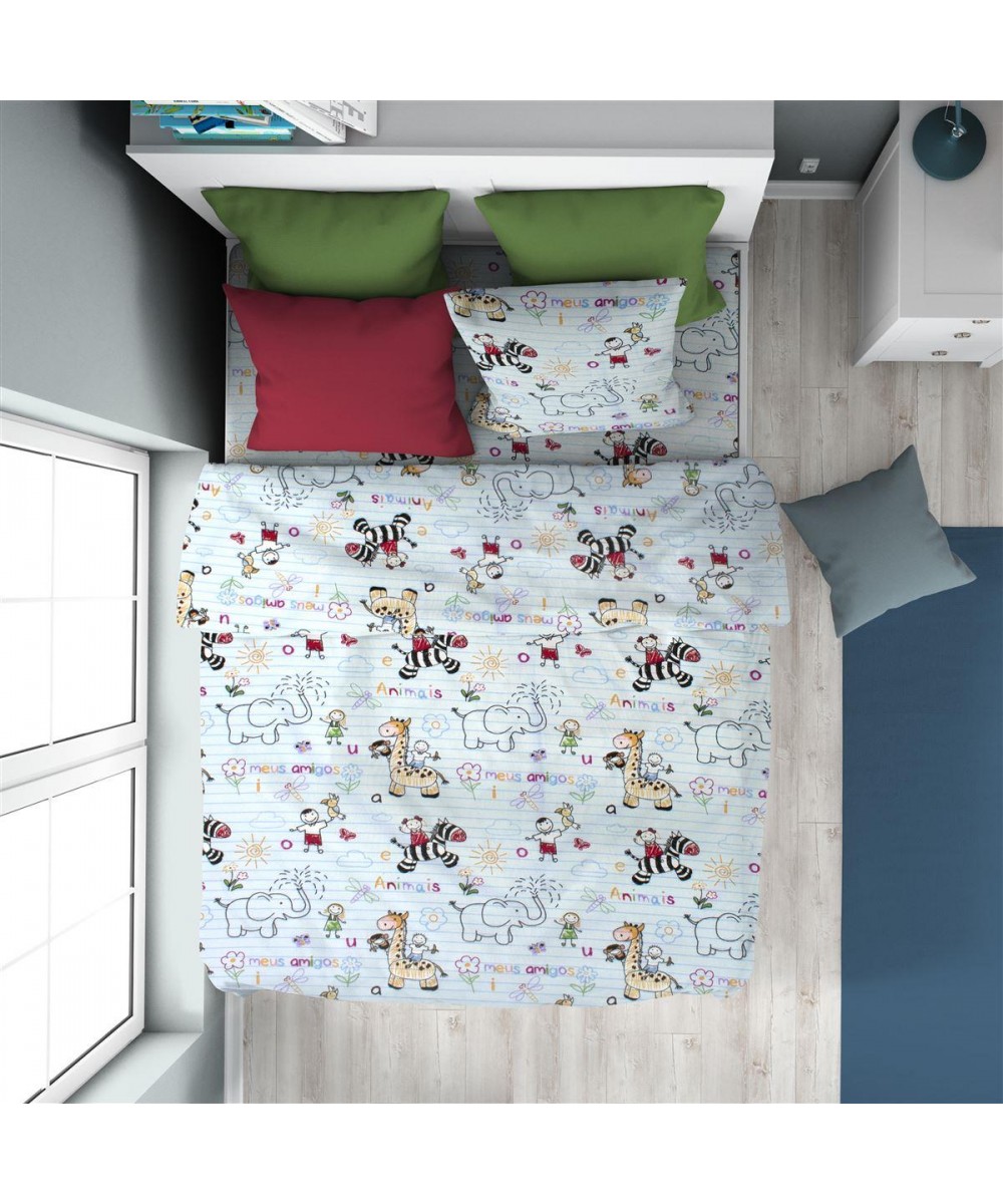 DUVET CASE kids Africa 144 160X240 Sky Blue 100% Cotton Flannel