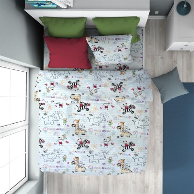 DUVET CASE kids Africa 144 160X240 Sky Blue 100% Cotton Flannel