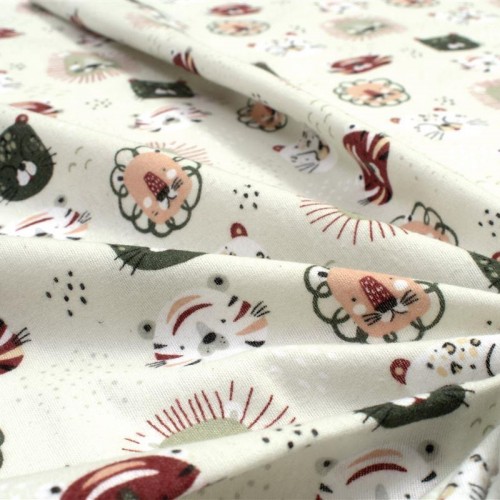 ΚΑΤΩΣΕΝΤΟΝΟ ΜΕ ΛΑΣΤΙΧΟ bebe Big Cats 27 0,70X1,40X0,15 Light Olive 100%  Cotton Flannel