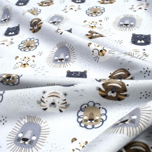 ΚΑΤΩΣΕΝΤΟΝΟ ΜΕ ΛΑΣΤΙΧΟ bebe Big Cats 28 0,70X1,40X0,15 Sky Blue 100%  Cotton Flannel