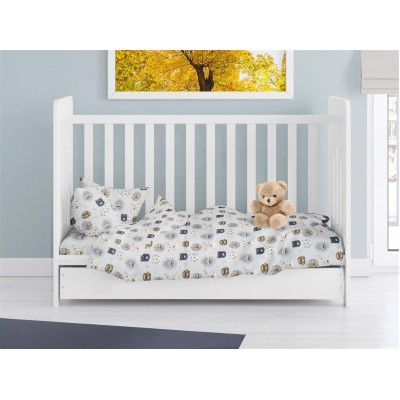 DUVET COVER bebe Big Cats 28 120X160 Sky Blue 100% Cotton Flannel