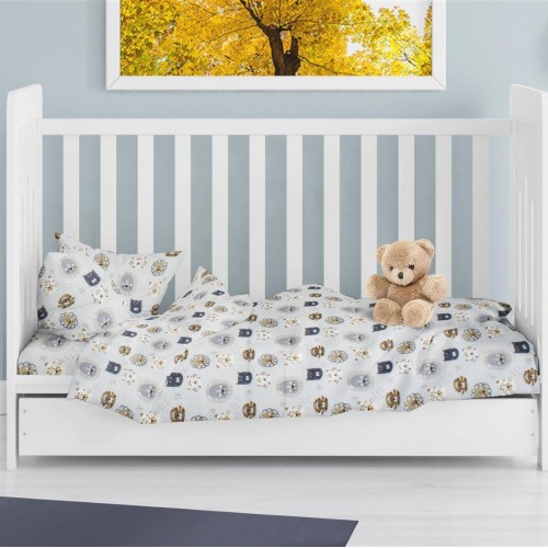 DUVET COVER bebe Big Cats 28 120X160 Sky Blue 100% Cotton Flannel