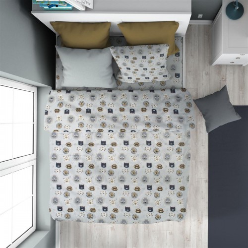 DUVET COVER kids Big Cats 28 160X240 Sky Blue 100% Cotton Flannel