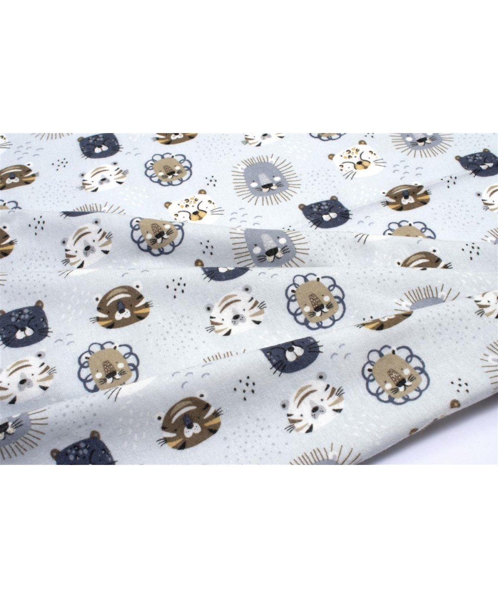 Crib sheet bebe Big Cats 28 80X110 Sky Blue 100% Cotton Flannel