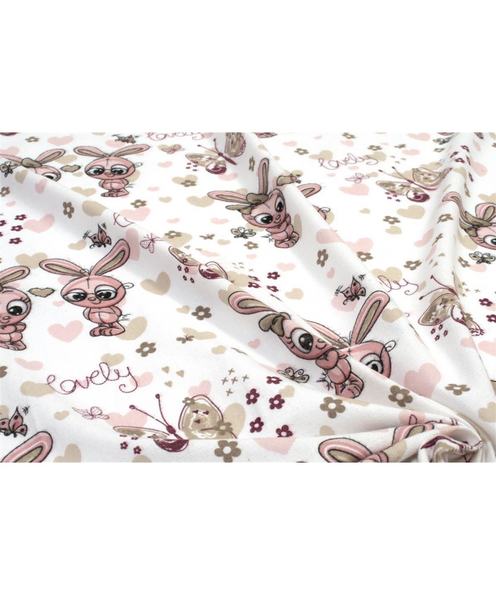 ΚΑΤΩΣΕΝΤΟΝΟ ΜΕ ΛΑΣΤΙΧΟ bebe Bunnies 30 0,70X1,40X0,15 White-Coral 100%  Cotton Flannel