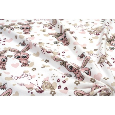 PANT WITH RUBBER bebe Bunnies 30 0.70X1.40X0.15 White-Coral 100% Cotton Flannel