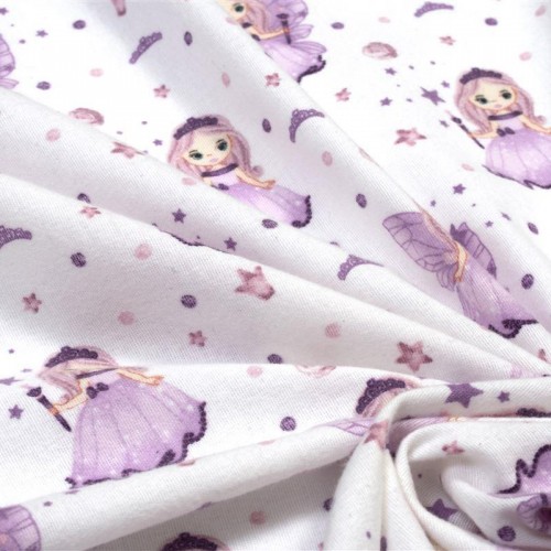 ΚΑΤΩΣΕΝΤΟΝΟ ΜΕ ΛΑΣΤΙΧΟ bebe Fairy 86 0,70X1,40X0,15 White-Lilac 100%  Cotton Flannel